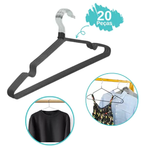 Kit com 20 peças Cabide Alumínio Emborrachado