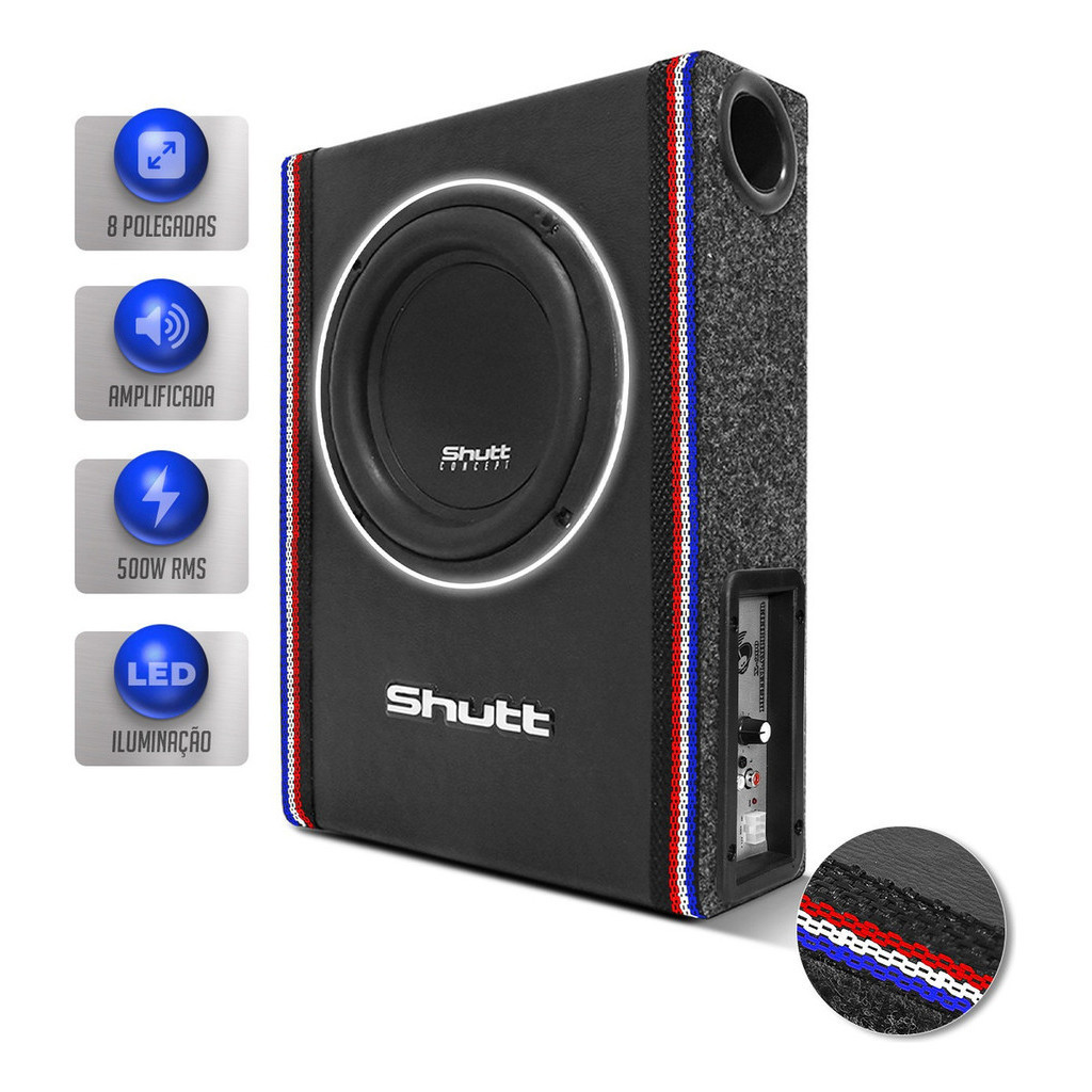 Caixa Som Amplificada Automotiva Slim Sub 8 Polegadas Neon | Shopee Brasil