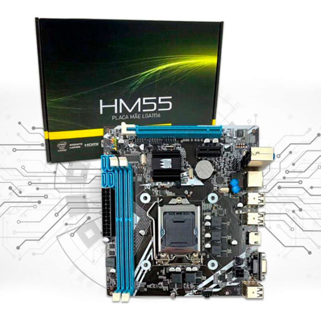 Placa Mãe Lga1156 Hm55 16gb Ddr3 Chipset Core I3/i5/i7 Cor Preto ...