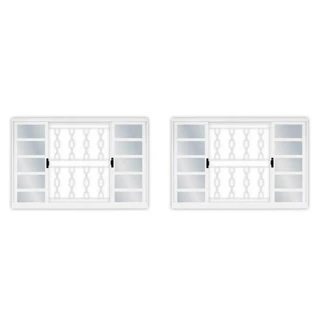 Kit com 2 Janelas de Aço de Correr 100x150cm 4 Folhas com Grade Minas Sul Mgm