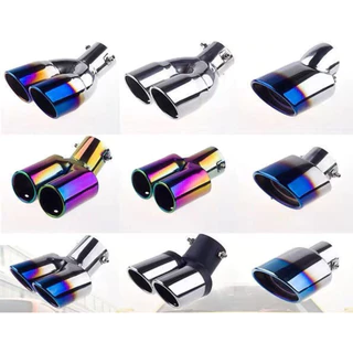 Universal Burned Tip Reto Bisel Saída Dupla Ponta Ponteira De Escapamento Do Carro De Aço Inoxidável Slant Laminado Borda Auto Silenciador