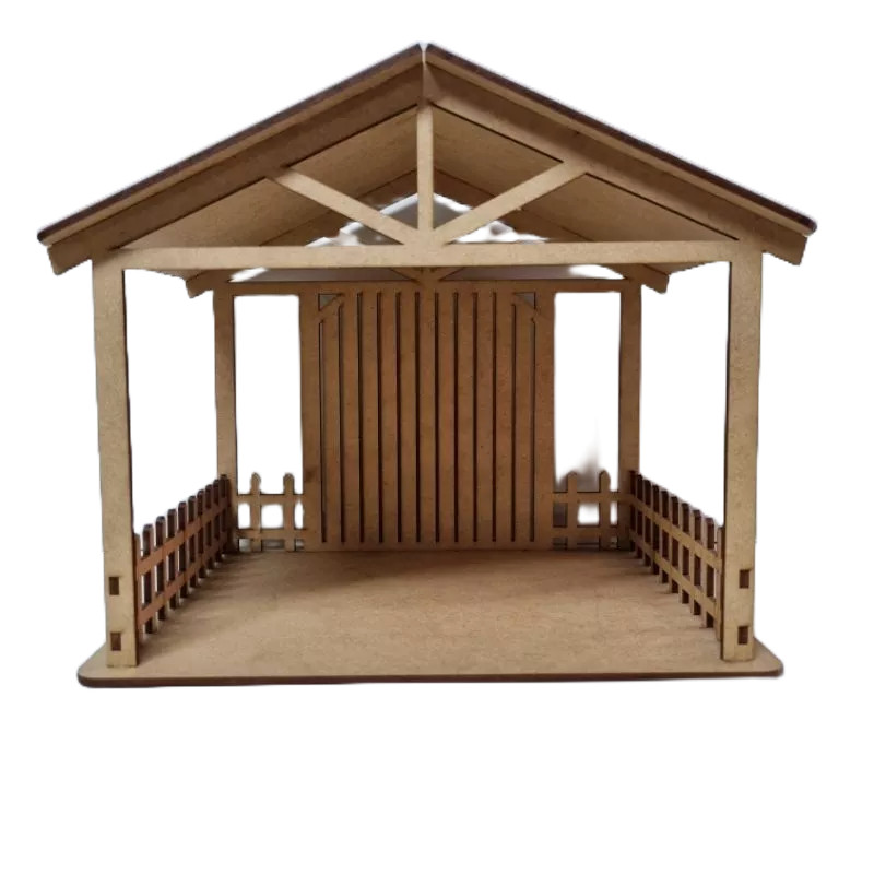 Casa para presépio P 24x17x20, Laser feliz natal- MDF cru