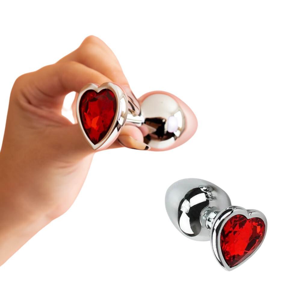 Plug Anal formato coração Tam P Aço Inoxidável Sexshop