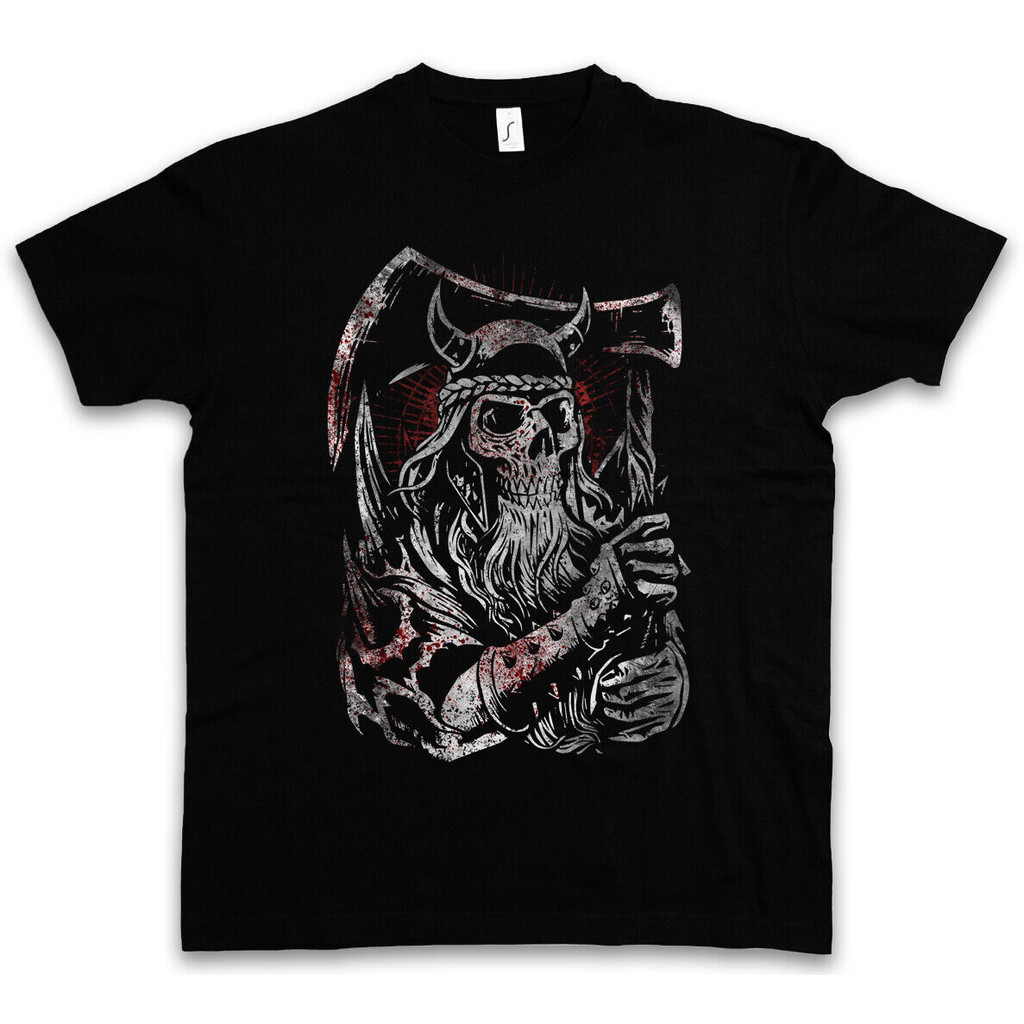 Neverless T-Shirt Uomo Valhalla Viking: Maglia In Cotone Con Stampa Guerriero Odino, Streetwear, Taglie Fino A 4XL - copertina