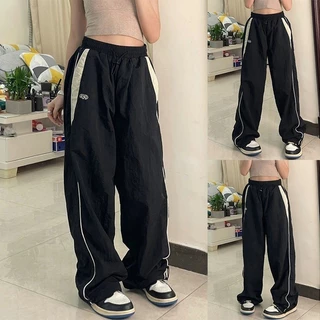 Roupa De Rua Feminina Esportiva De Perna Larga Hip Hop Y2k Calças De Suor De Cintura Alta Calça
