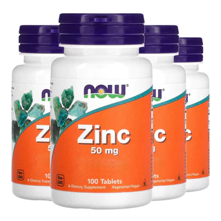 Kit 4x Gluconato de Zinco 50mg Now Foods 100 Tablets Importado /Made in Usa