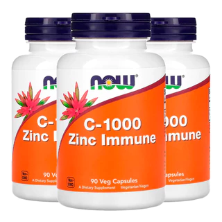 Kit 3x Vitama C-1000 Zinco Immune Now Foods 90 Cáps Importado /Made in Usa