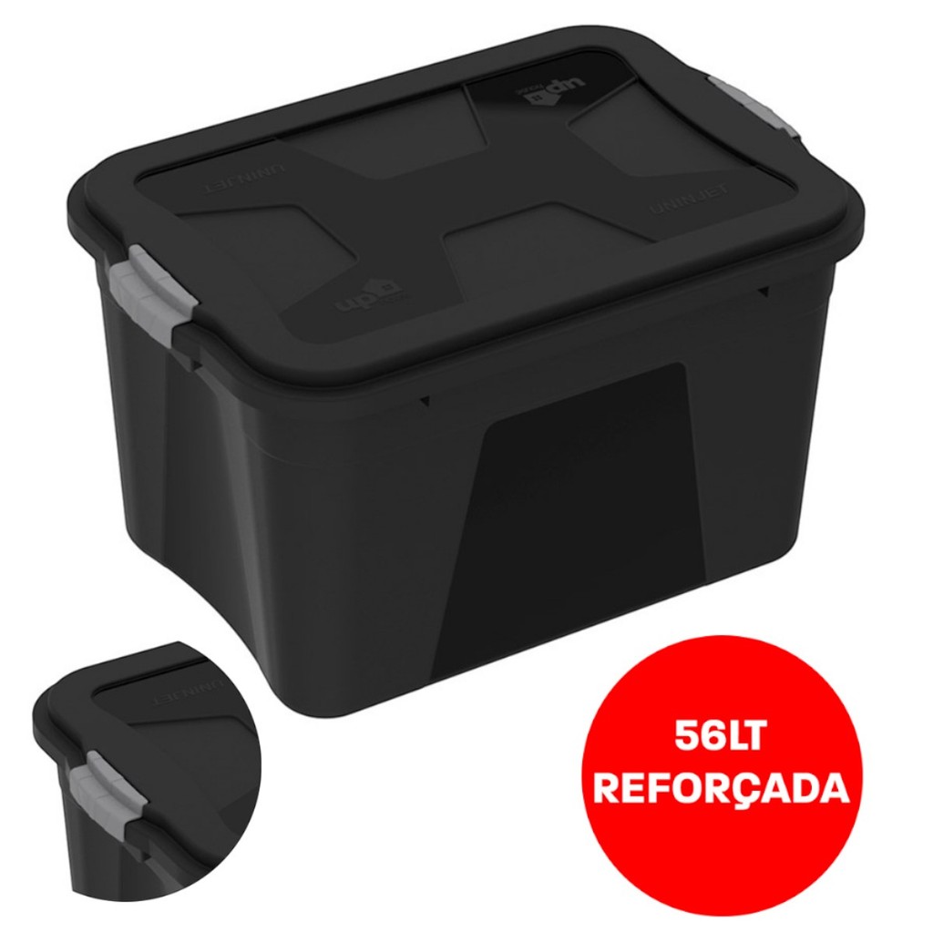 Kit Caixas Organizadora Multiuso Plástica 56 Litros Com Tampa