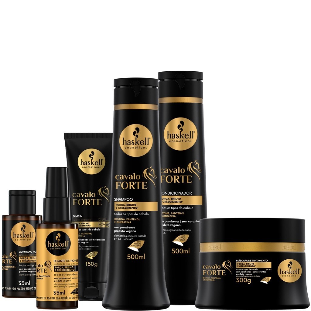 Kit Haskell Cavalo Forte Shampoo Cond 500ML Masc 300G Completo 6 Itens ...