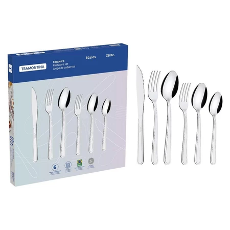 Faqueiro tramontina aço inox buzios 36 peças