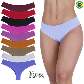 Kit 10 Calcinhas Sem Costura Tanga Corte Laser Não Marca