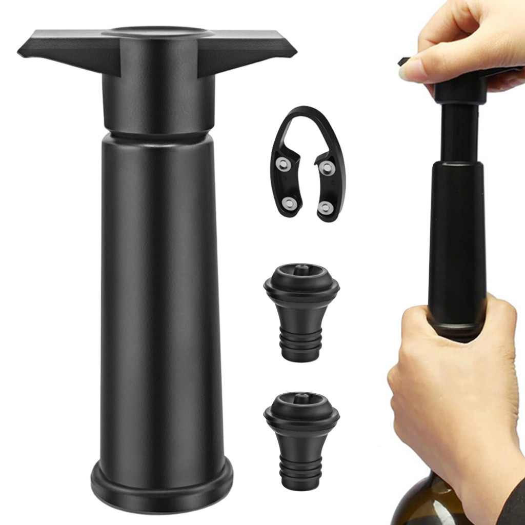 Wine Vacuum Sealer Kit Premium Pump with Stoppers Cutter Extend Shelf