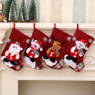 4 Pcs Bota Natalina Natal Decoração Meias Botas Decorativas Boneco De Neve , Rena , Papai Noel enfeite Natalino