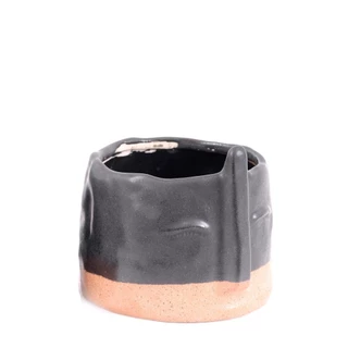 Vaso Étnico Preto/Bege 13x14Cm em Oferta na Shopee