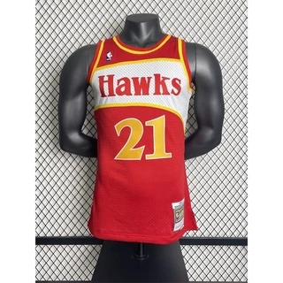 Camisa retrô prensada a quente Mn: SW Eagles 85/86 Temporada de jogos Vermelho No. Camisa da NBA 21 Wilkins