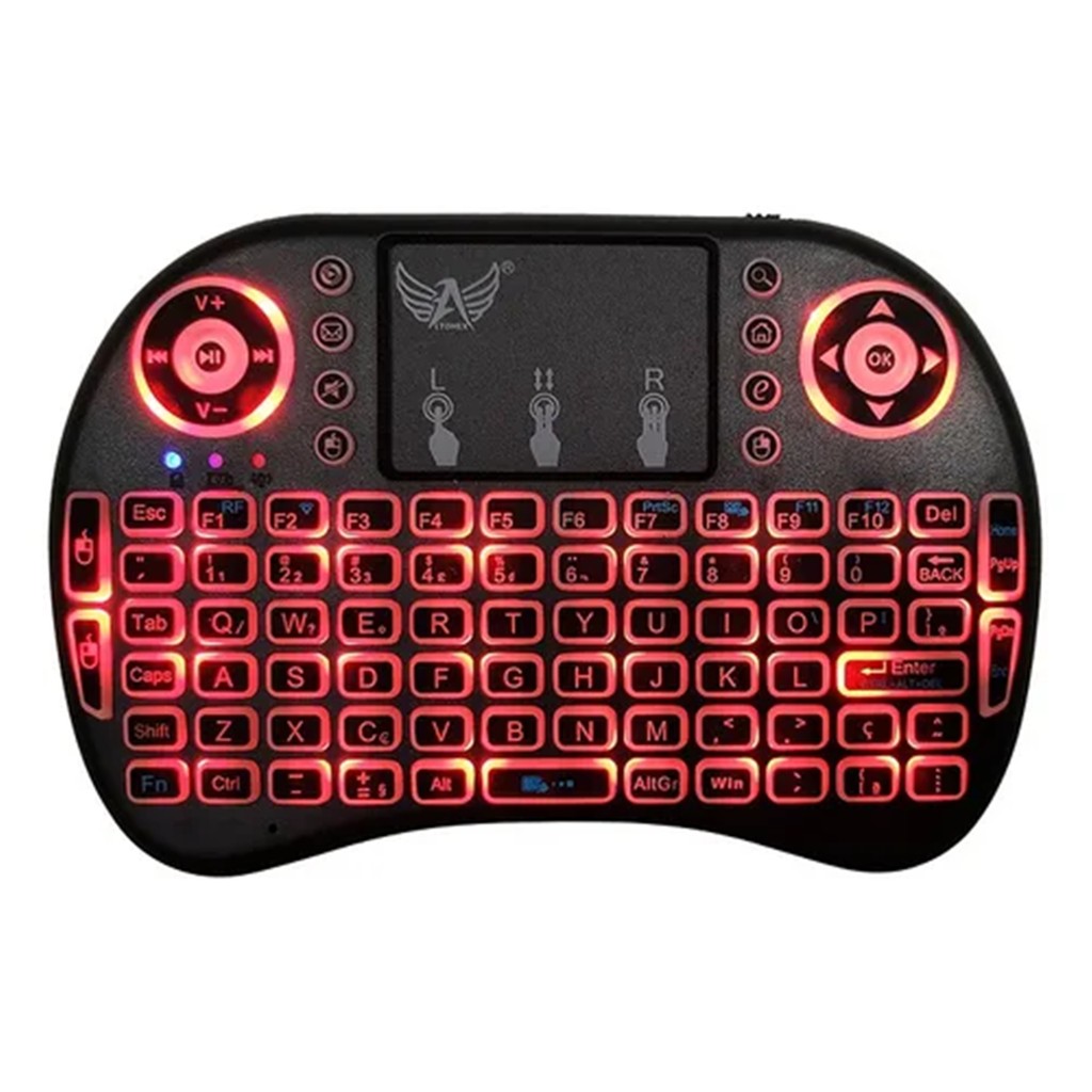 Mini Teclado Wireless com Touchpad Iluminado RGB para Smart TV PC e TV ...