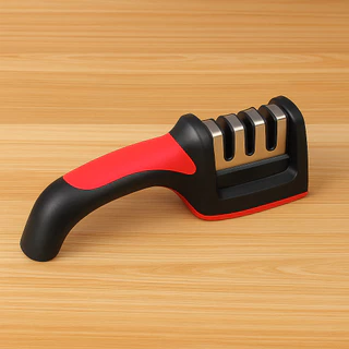 Afiador De Facas 3 Estágios, Aço Inoxidável, Base Emborrachada, Design Ergonômico, Uso Doméstico em Oferta na Shopee