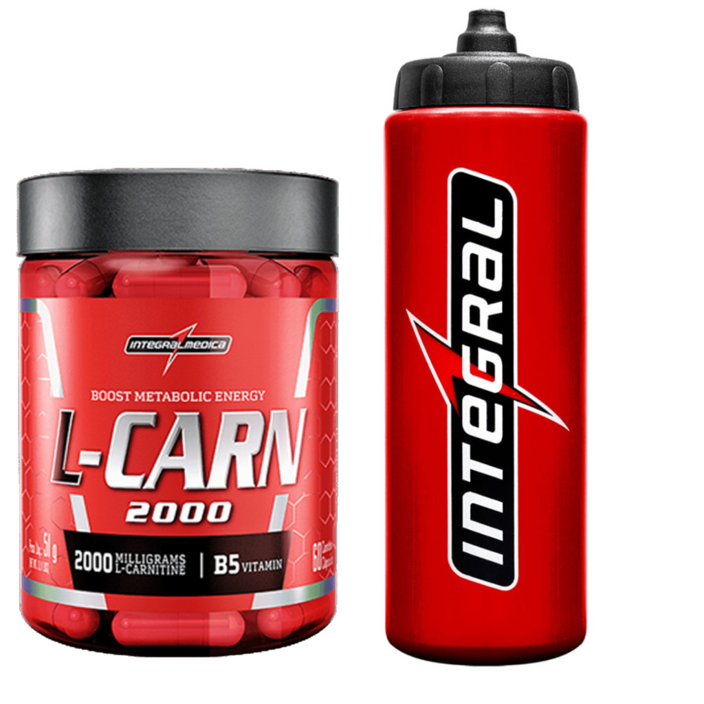 L-Carnitina 60 Caps + Squeeze 800Ml Vermelha Integralmedica