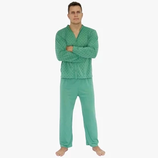 Pijama Masculino de Inverno Manga Comprida com Botões Calça Conjunto Longo de Frio Abotoavel Homem em Oferta na Shopee