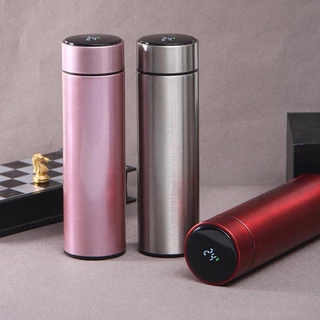 Garrafa Térmica Inox Inteligente De 500 Ml Com Medidor De Temperatura