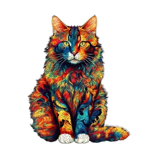 Quebra-cabeça de Madeira de Gato com Mudança de Cor Quebra-cabeça de Animais Alienígenas Quebra-cabeça de Natal Presente de Natal Presente de Natal Jogo Familiar Quebra-cabeça de Cérebro Brinquedo de Madeira