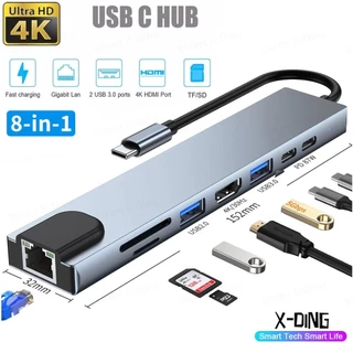 Estação De Ancoragem 8 Em 1 USB C Hub , Adaptador Com HDMI 4K , 3.0 & 2.0 , Leitor TF/SD , Tipo , 4K PD , RJ45 , Ethernet , Entrega De Energia De 100W Compatível Superfície , Deck De Vapor Ou