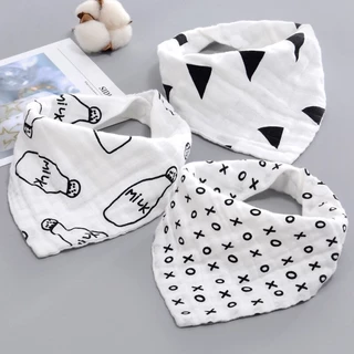 Babadores De Algodão Para Recém-Nascidos 4 Camadas Meninas Meninos Bibs Triângulo Alimentando Burp Cloth Collar Scarf Boys Cotton