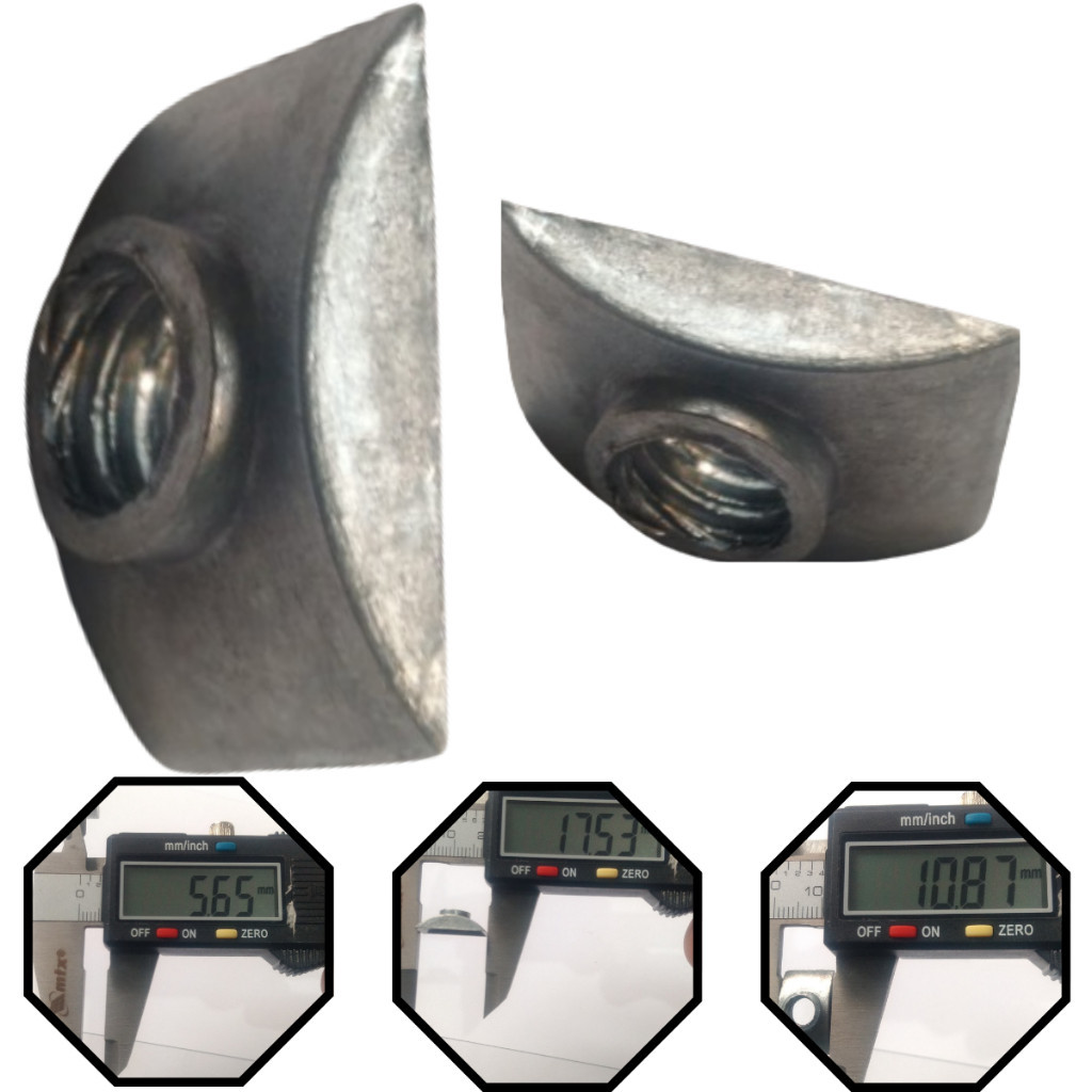 Porca Unc Meia Lua Elíptica 1/4 Para Moveis Madeira Cama Berço Zamak