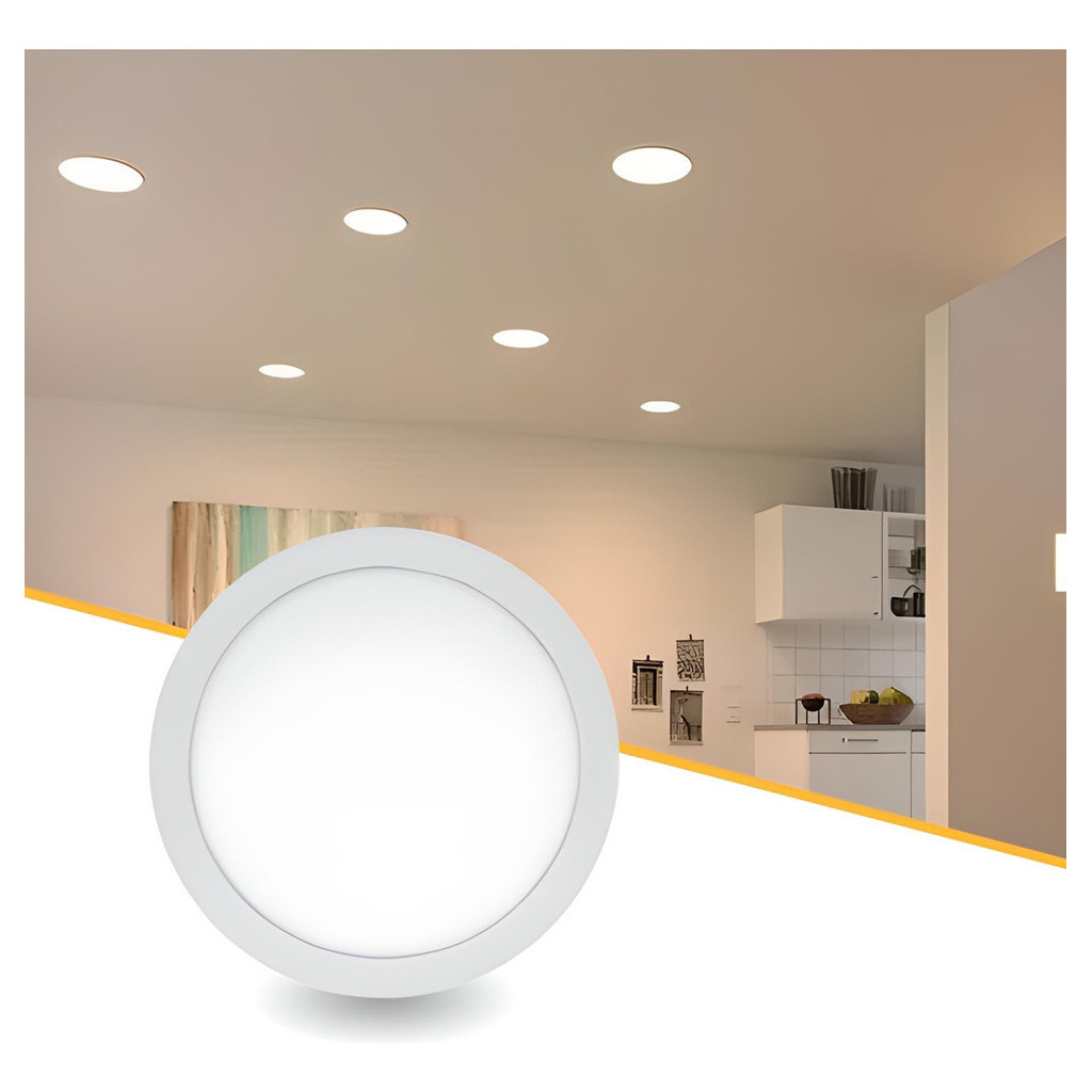Painel Luminária Led Embutir Redondo 24w Branco Neutro 