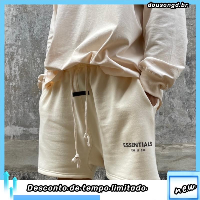 2022 Shorts Masculinos Neblina Alta Rua Essencial Linha Dupla Street Wear Esportiva Casual Largo Calça De Cinco Pontos