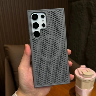 Capa Dura À Prova De Choque Magnético De Dissipação De Calor Para Samsung S23 FE S22 S24 Plus S24 Ultra Honeycomb Mesh Slim