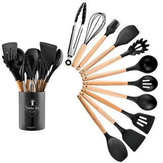 Jogo 12 Peças Utensílios Silicone Colher Espátula Concha