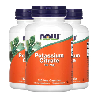 Kit 3x Citrato de Potássio 99mg Now Foods 180 Veg Cáps Importado/Made in Usa