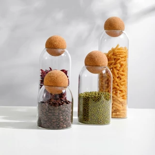 Pote de vidro para armazenamento e decoração com tampo cilíndrica super elegante