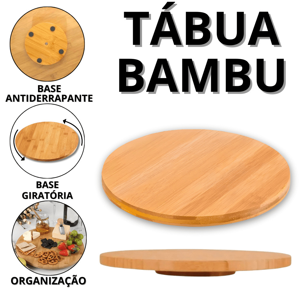 Tábua De Bambu Giratória Tabua De Frios Redonda Tábuas Para Cozinha ...