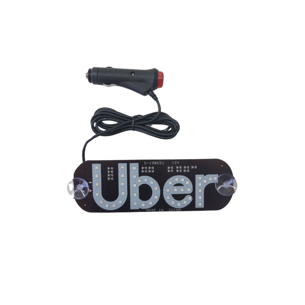 PLACA EM LED COM ESCRITA UBER LED VERDE COM TOMADA 12V E VENTOSA PARA ...