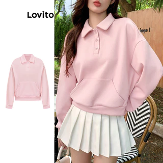 Lovito Moletom elegante com bolso simples para mulheres L100MD473