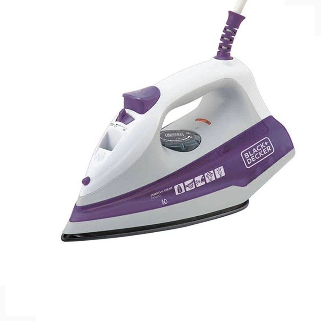 Ferro de Passar a Vapor Black Decker 1200w Autolimpante 180ml Antiaderente - Branco e Roxo - 110V - Fx1000-br