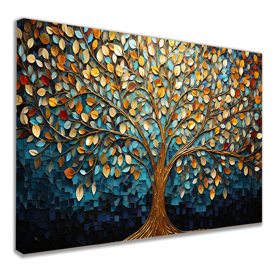 Quadro Árvore Colorida Pintura Sala Luxo Moderno 60x40cm