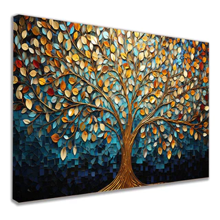 Quadro Árvore Colorida Pintura Sala Luxo Moderno 60x40cm