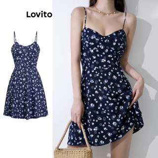 Lovito Vestido elegante com estampa floral Ditsy para mulheres L104ED520