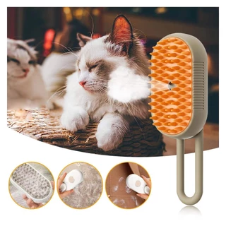 Escova A Vapor Para Gatos Cães 3 Em 1 Carrega via USB Remoção De Pelos e Higienização