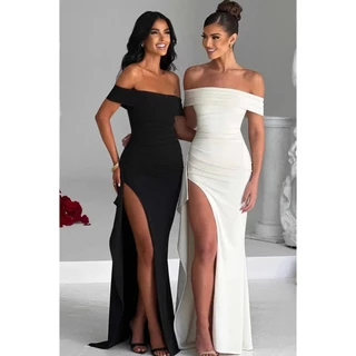 Vestido Longo Tomara que Caia com Ombro a Ombro e Fenda Lateral em Poliamida Elegância e Conforto para Todas as Ocasiões