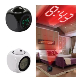 Despertador Relógio com Projetor Digital Multifunções Led Projeção Alarme Temperatura LCD De Mesa