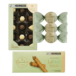 Kit Bombons Trufa Wafer Amo Pistache Cacau Show Presente em Oferta na Shopee