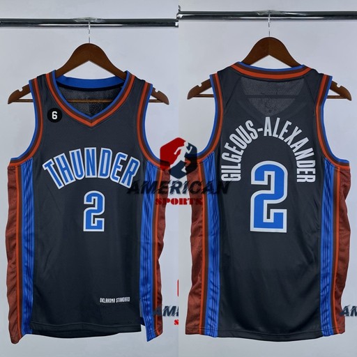 Camisa Masculina De Basquete Preta Oklahoma City Thunder Shai Gilgeous-Alexander 2024