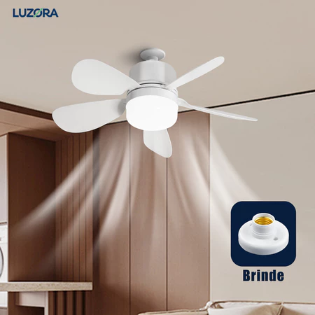 Ventilador de Teto com Luz Silencioso Controle Remoto Economica Instalação Fácil LED Bivolt E27