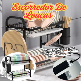 Escorredor De Louças 2 Andares 42x41Cm Multifunções E Tábuas Para Cozinha Para Talheres Pratos Copos em Oferta na Shopee