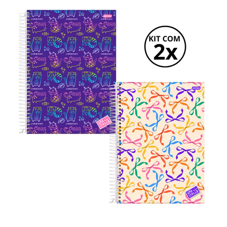Kit 02 com cadernos universitário 1 matéria 80 folhas stella - jandaia