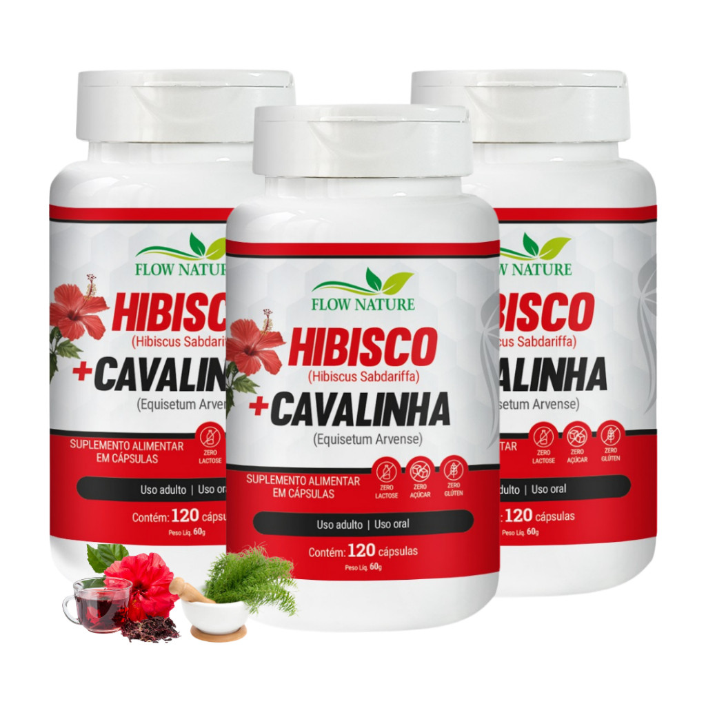 Hibisco com Cavalinha 120 Cápsulas de 500 mg - Suplemento Natural ...